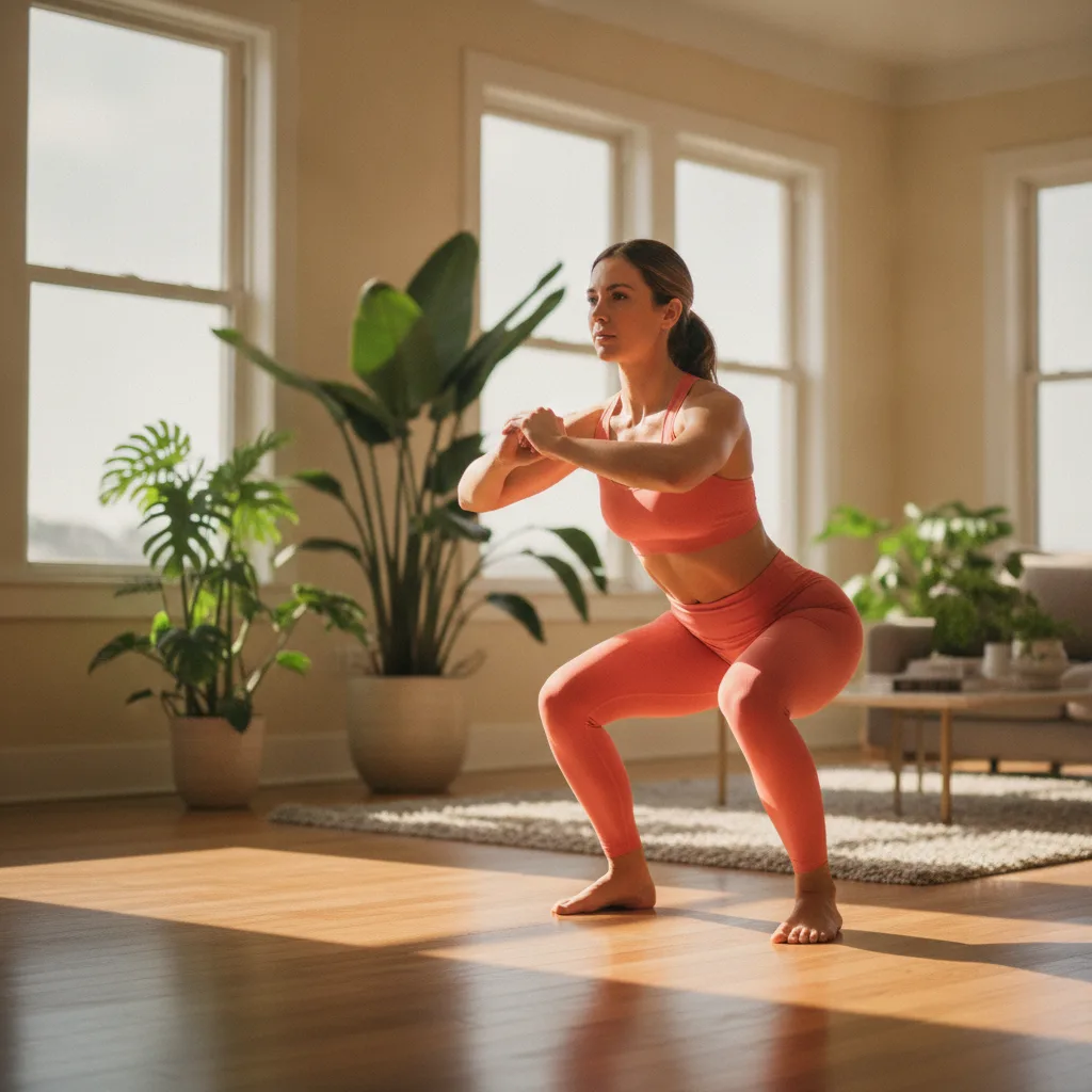 Woman exercising at home